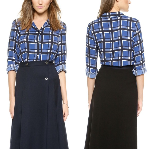 MBMJ Toto Blue Plaid Long Sleeve Blouse - Picture 3 of 7